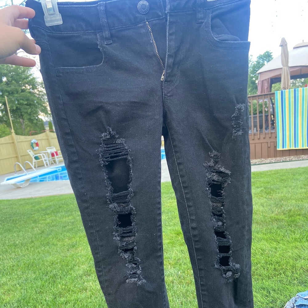 Black Ripped American Eagle Jeggings